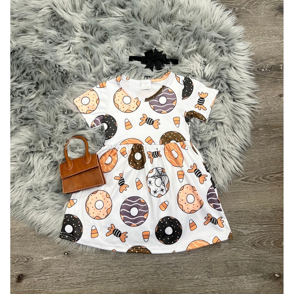 Halloween Donuts And Treats Girls Boutique Holiday Fall SS Dress Size 7/8